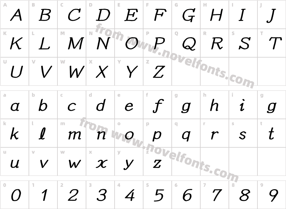 Y Oz FontAP04 Bold ItalicCharacter Map