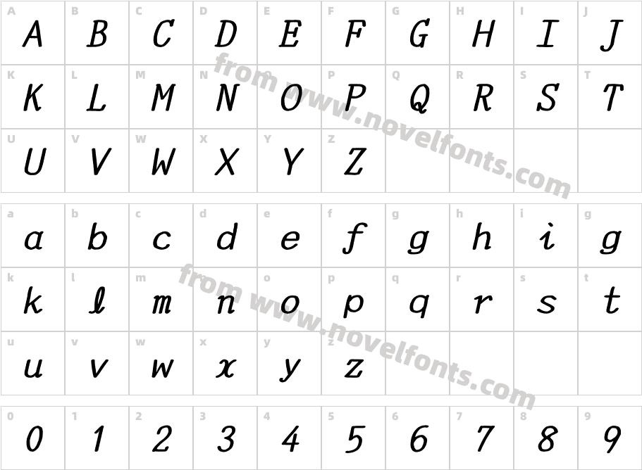 Y Oz FontC97 Bold ItalicCharacter Map