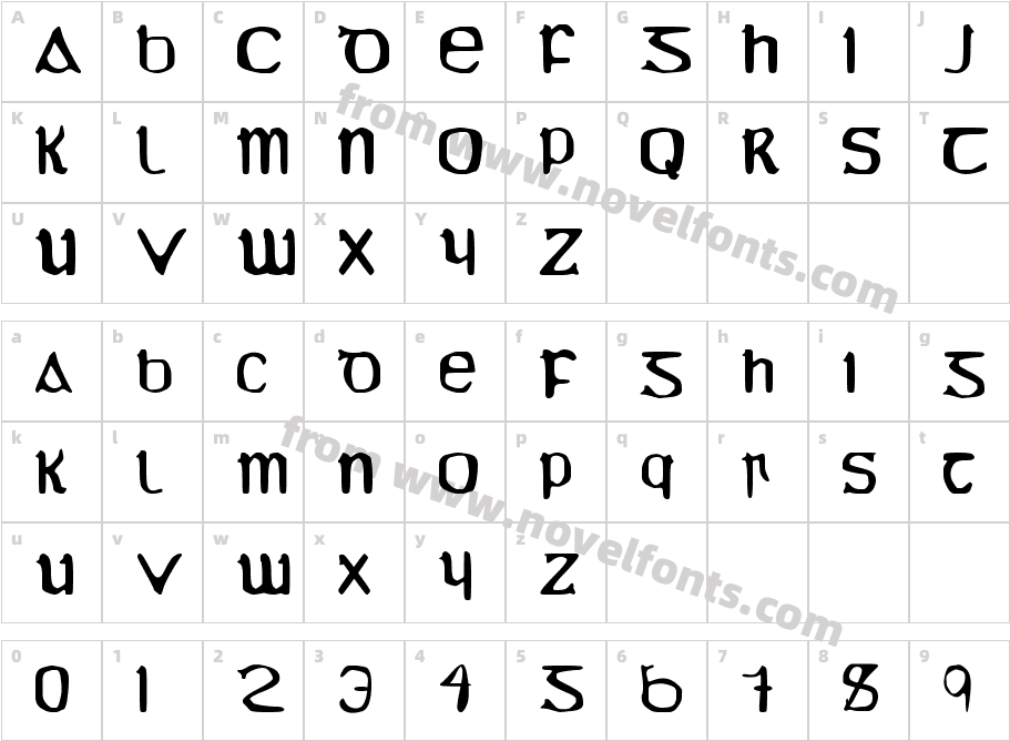 YY Uncial Most Irish MoldedCharacter Map