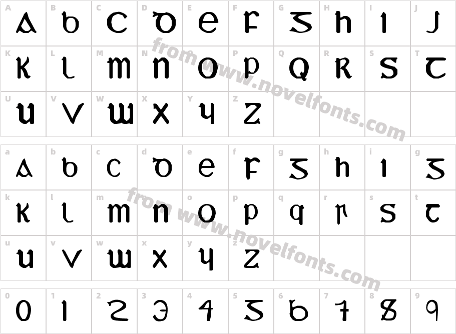 YY Uncial Most IrishCharacter Map