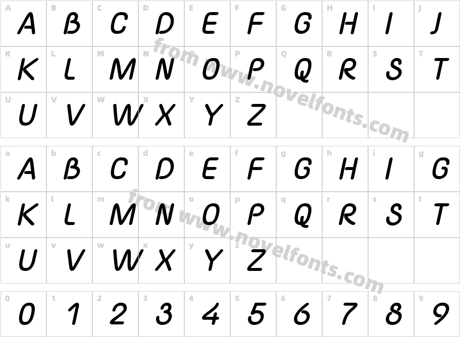 Yaahowu Thick Italic ItalicCharacter Map