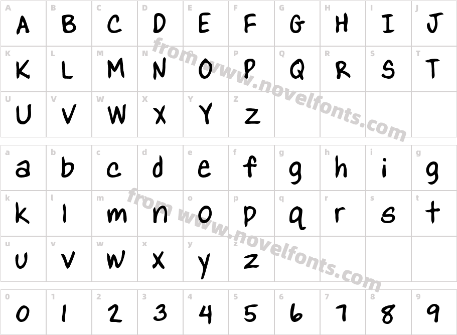 Yanks Hand BoldCharacter Map