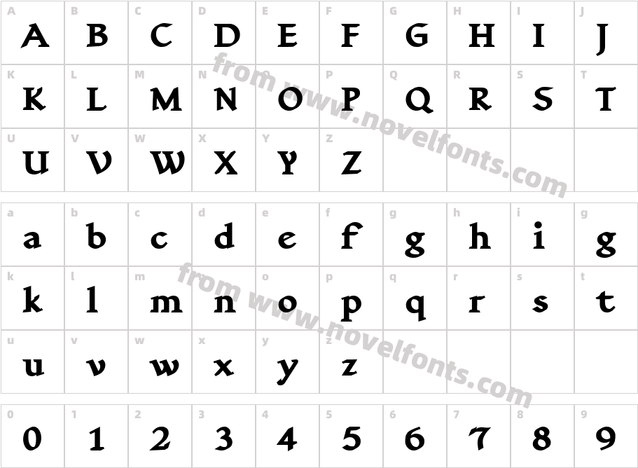 Yngreena Extra BoldCharacter Map