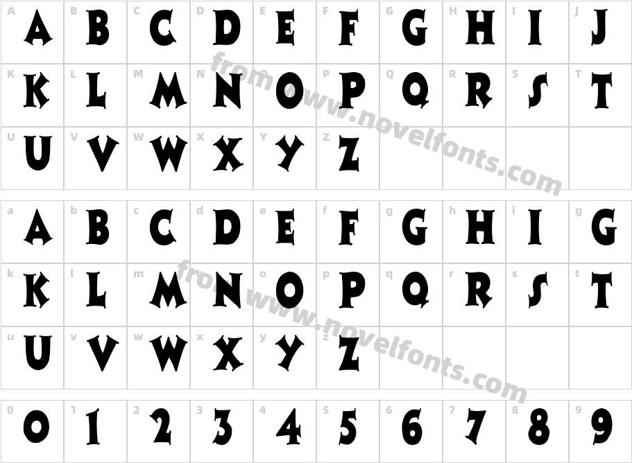 Zaleski CondensedCharacter Map