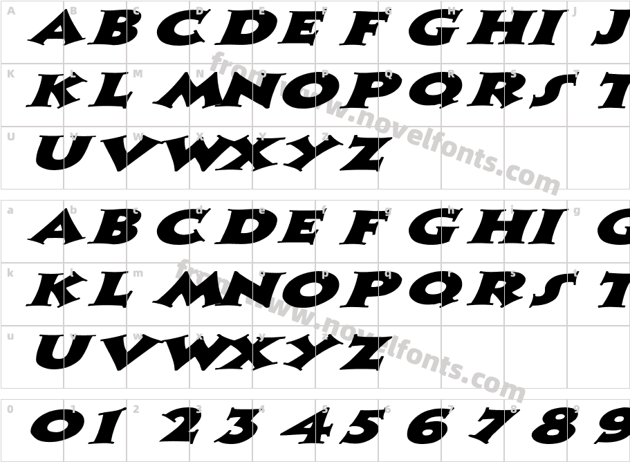 Zaleski Extended ItalicCharacter Map