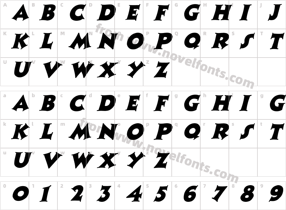 Zaleski ItalicCharacter Map