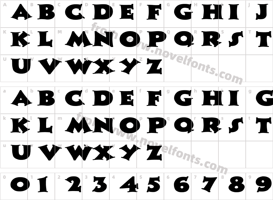 Zaleski Wd BoldCharacter Map