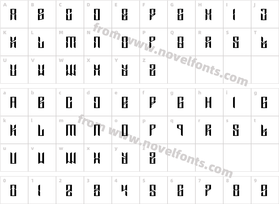 Zanterox RegularCharacter Map