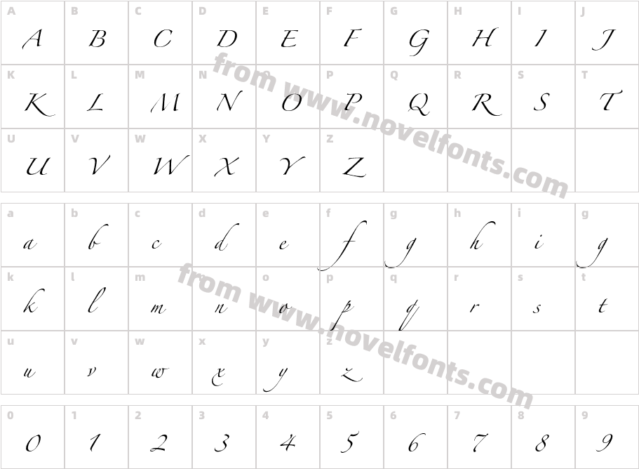 ZapfinoExtraLTProCharacter Map