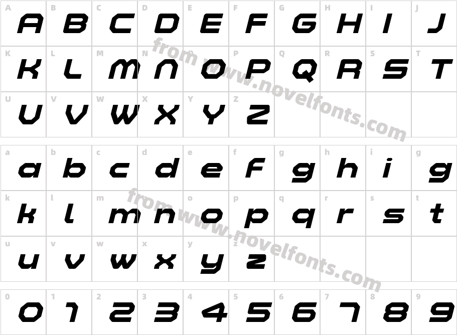 Zelta Six Demo Bold ItalicCharacter Map