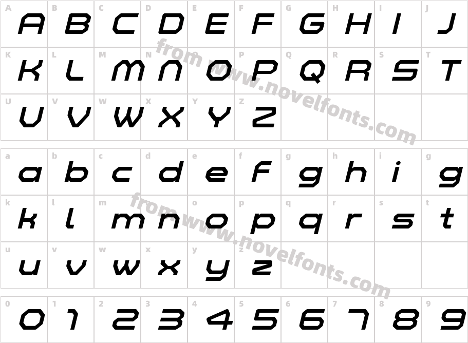 Zelta Six Demo ItalicCharacter Map