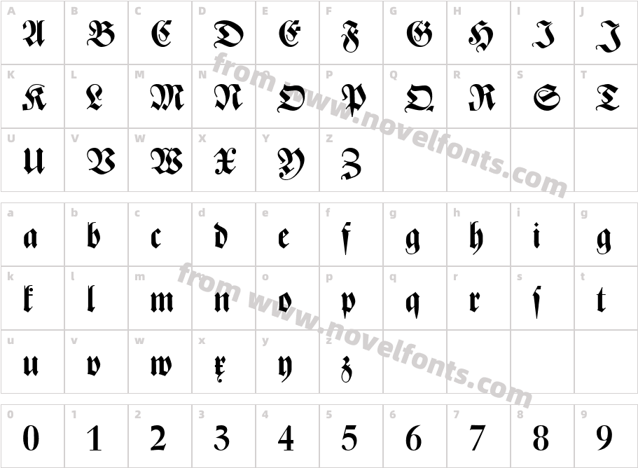 Zenith Fraktur BoldCharacter Map