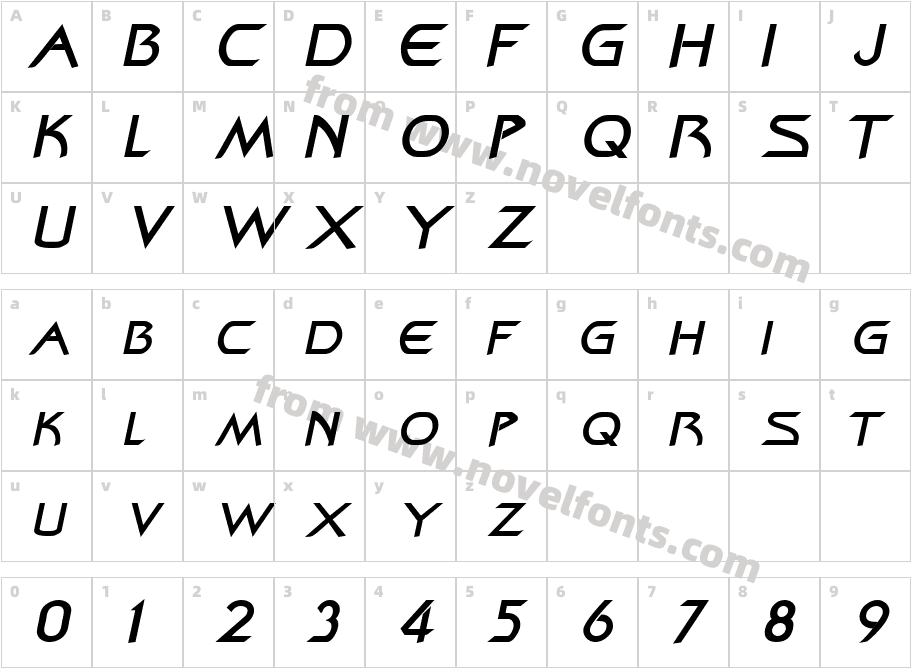 Zenon ItalicSWFTECharacter Map