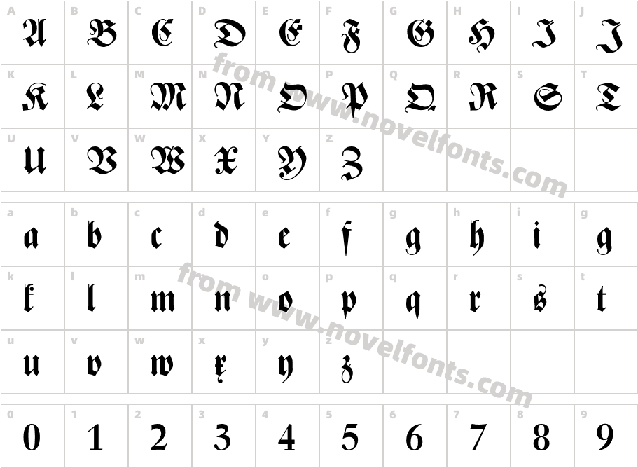 Zentenar Fraktur BoldCharacter Map