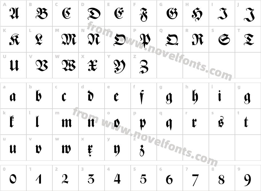 Zentenar Fraktur OsF BoldCharacter Map