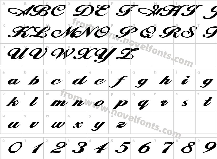 Zimmerman Extended BoldSWFTECharacter Map