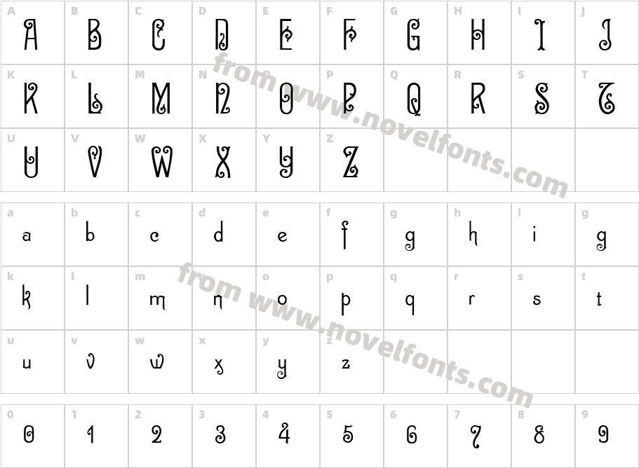 Zinco RegularCharacter Map