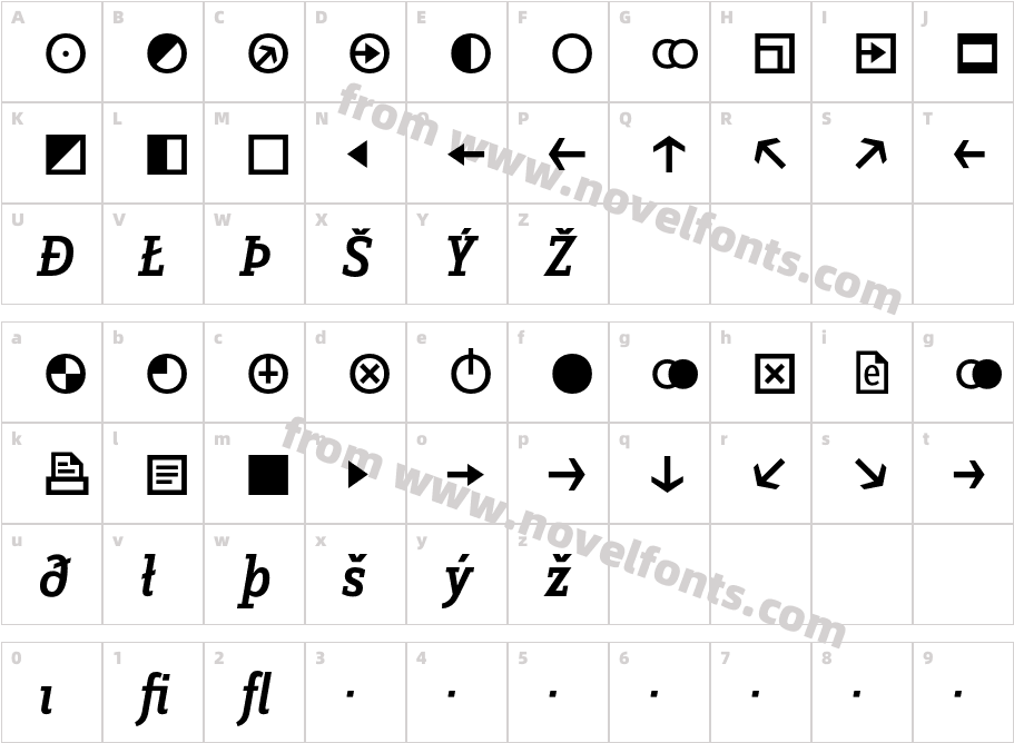 Zine Slab Dis Medium Italic ExpCharacter Map