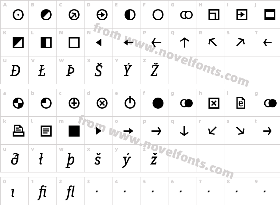 Zine Slab Dis Regular Italic EpCharacter Map