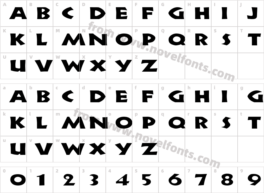 Zorba Extended RegularSWFTECharacter Map