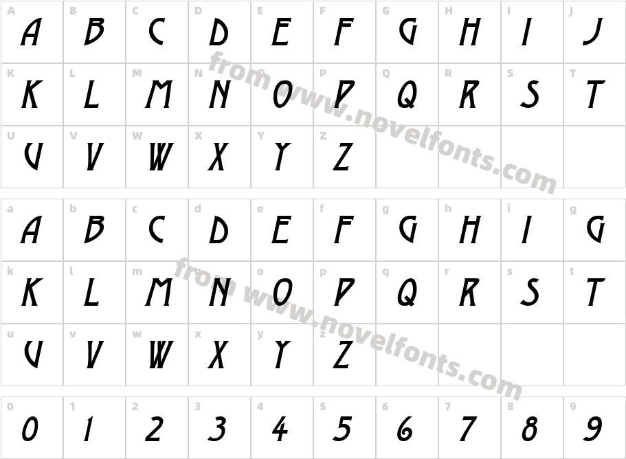 a_ Moderno ItalicCharacter Map