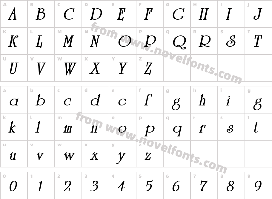 a_ Romanus Bold ItalicCharacter Map