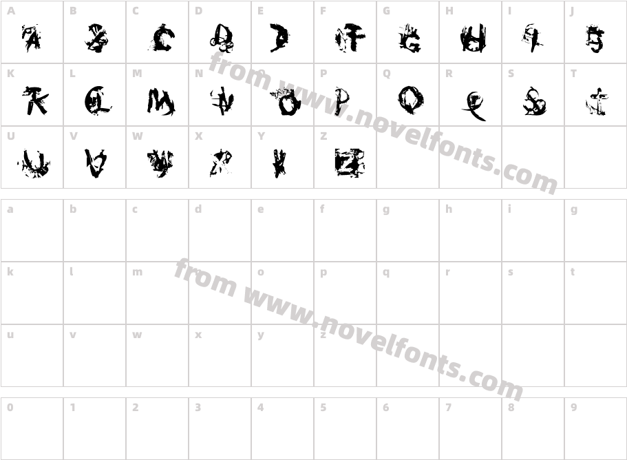 BurnfontCharacter Map