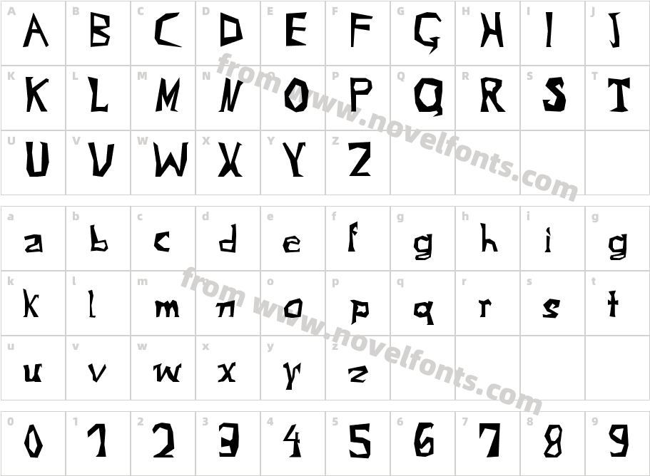 cray zeeCharacter Map