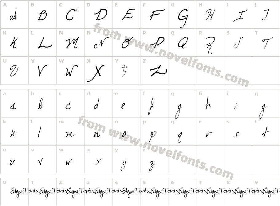 cursiveedgarCharacter Map