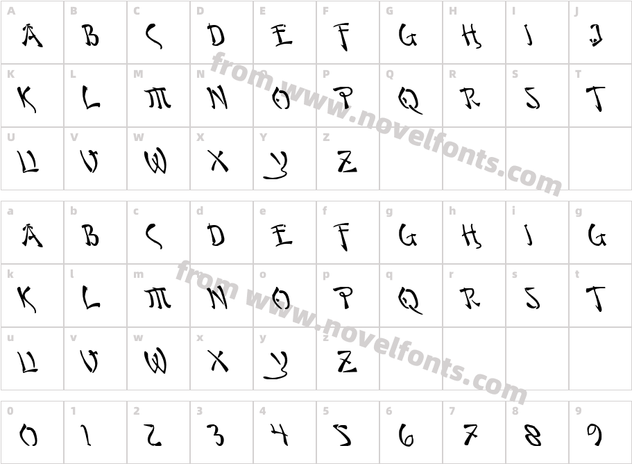 Bushido LeftalicCharacter Map