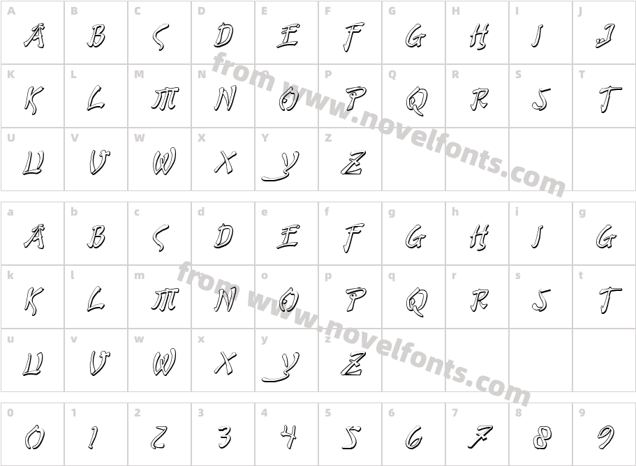 Bushido Shadow ItalicCharacter Map