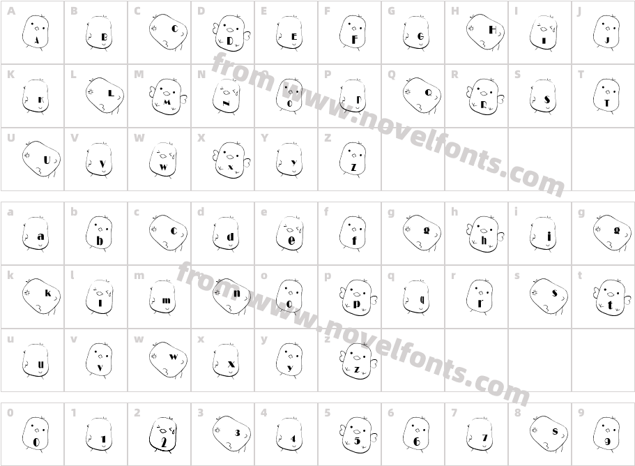 hiyo FontCharacter Map