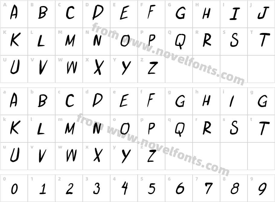 miniquest ItalicCharacter Map