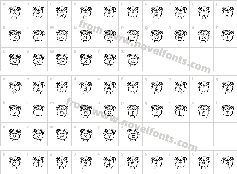 sheep typeCharacter Map