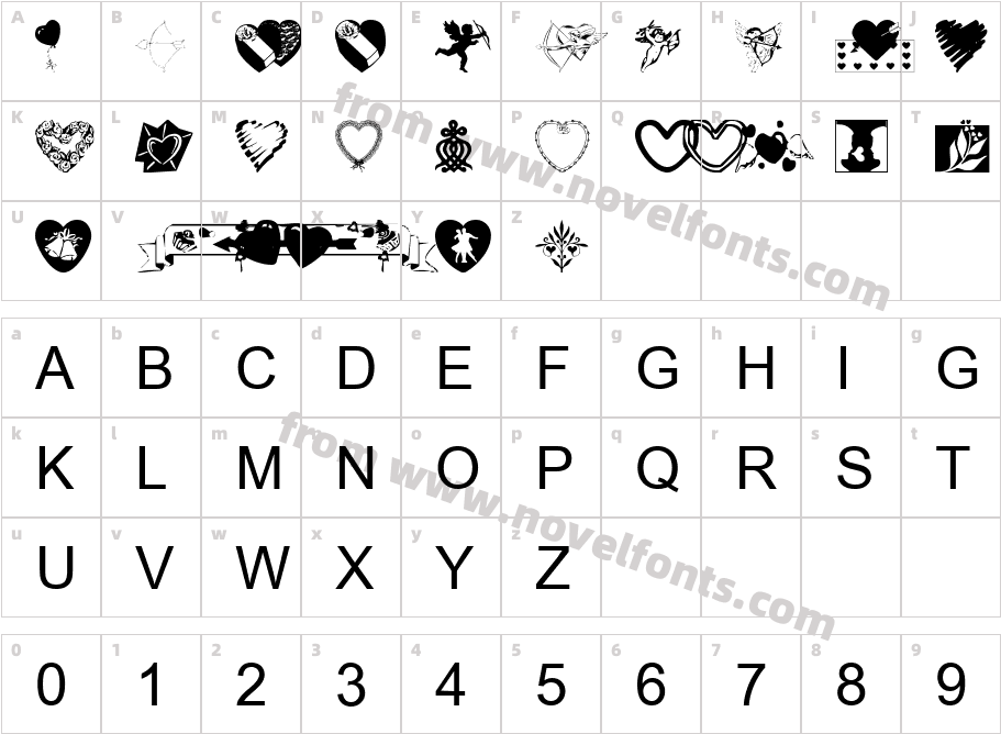 tungfont love 001Character Map