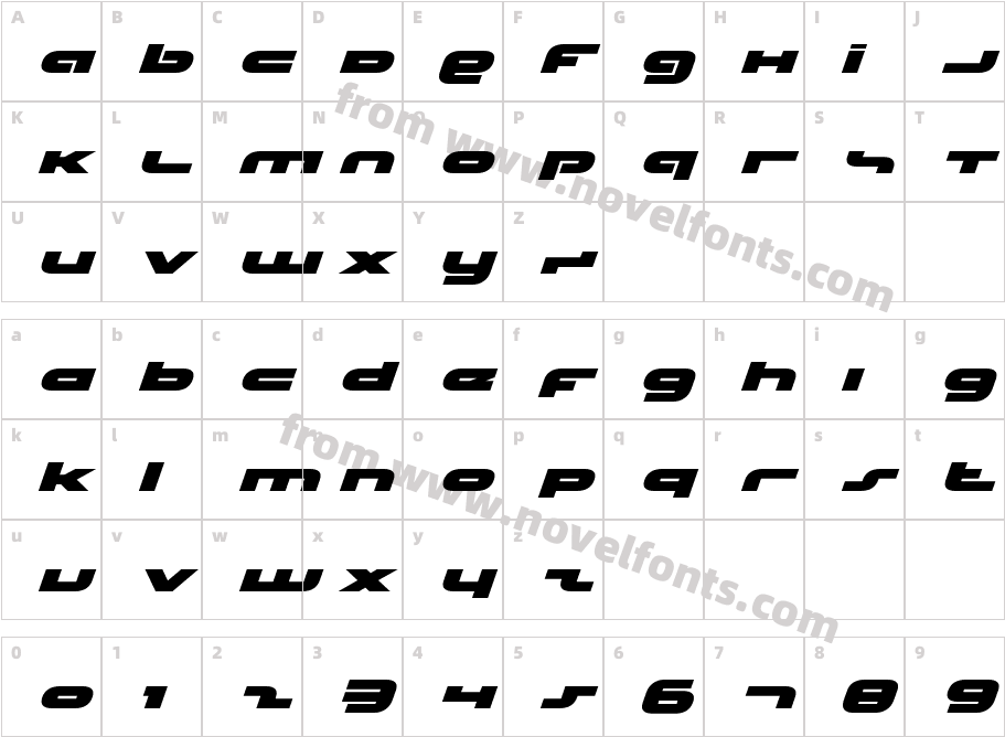 uni sol Expanded ItalicCharacter Map