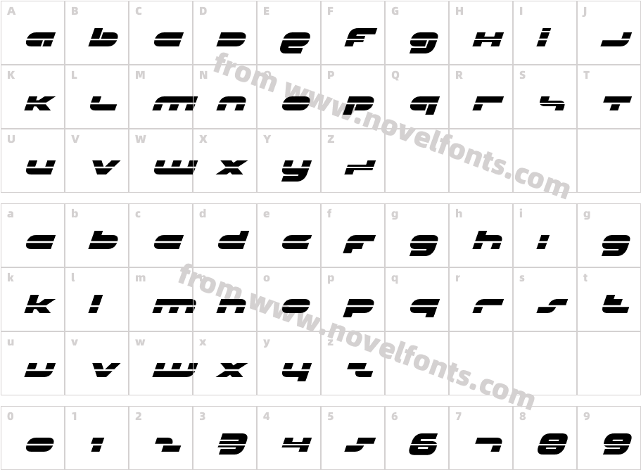 uni sol Laser ItalicCharacter Map