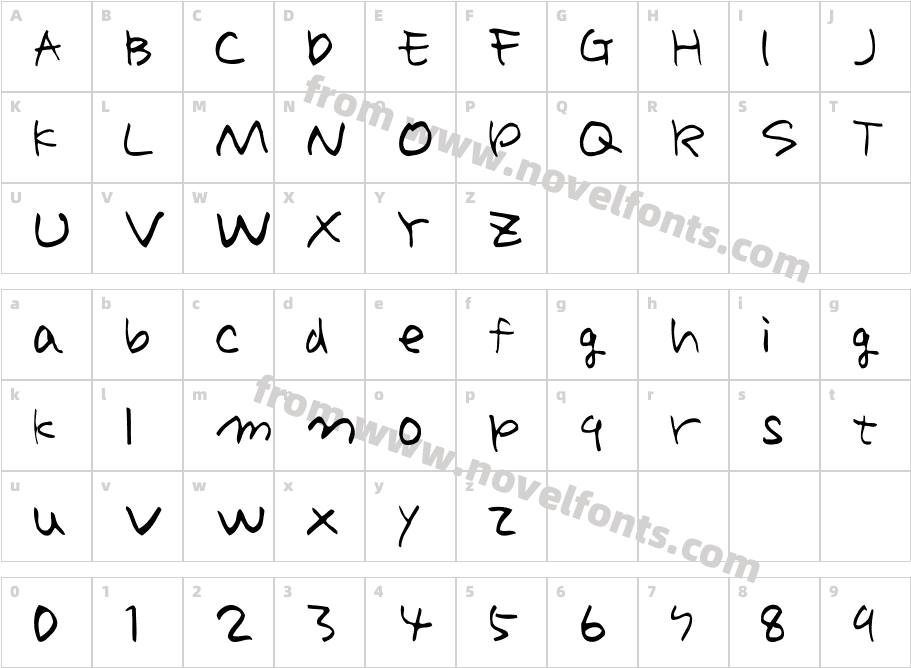 ホリデイMDJP03Character Map