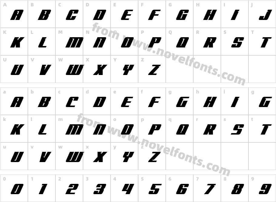 '89 Speed Affair Ultra ItalicCharacter Map