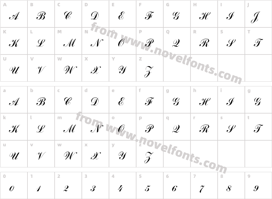 .VnCommercial ScriptH ItalicCharacter Map