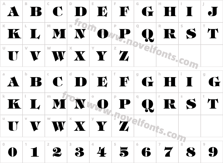 .VnTifani HeavyH NormalCharacter Map