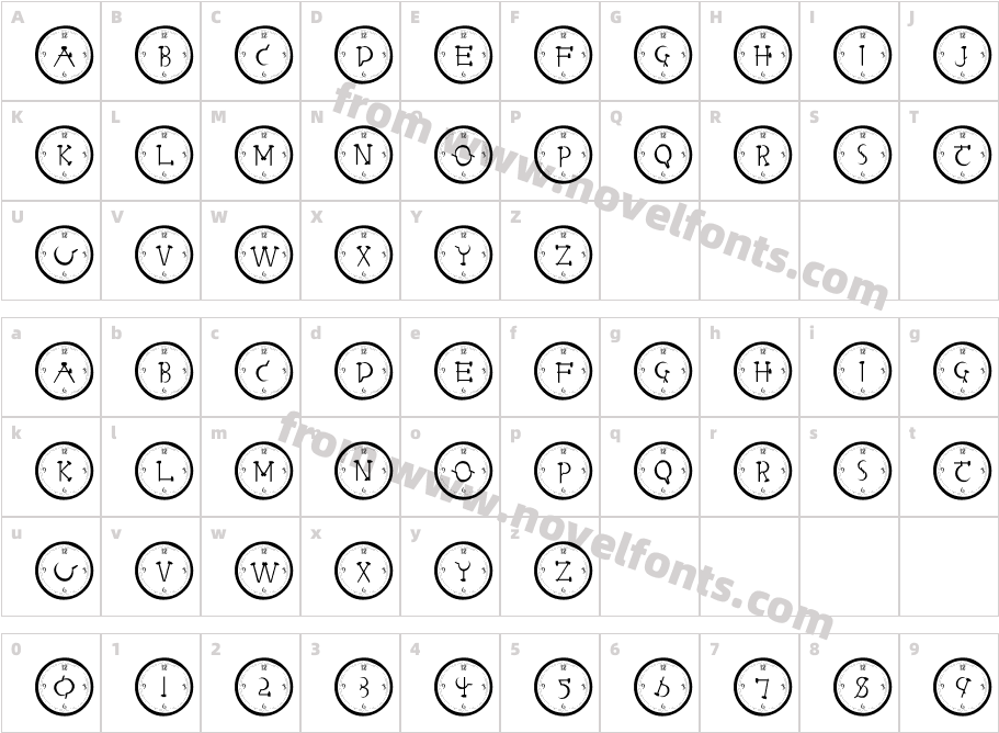 101! Clock FaceCharacter Map