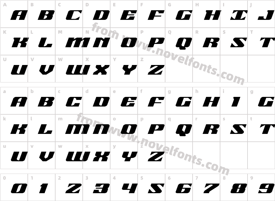 21 Gun Salute Expanded ItalicCharacter Map