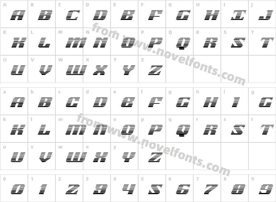 21 Gun Salute Gradient ItalicCharacter Map