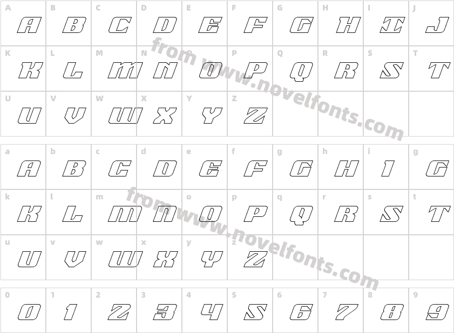 21 Gun Salute Outline ItalicCharacter Map