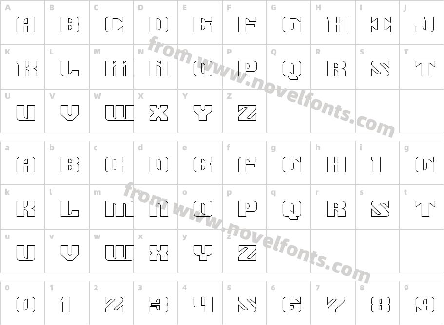 21 Gun Salute OutlineCharacter Map