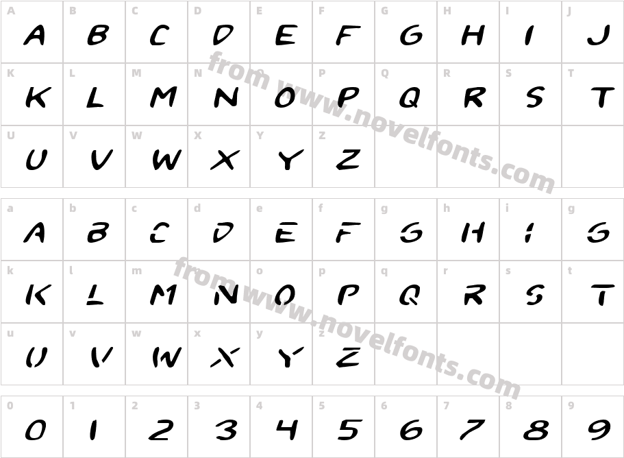 2Toon Expanded ItalicCharacter Map