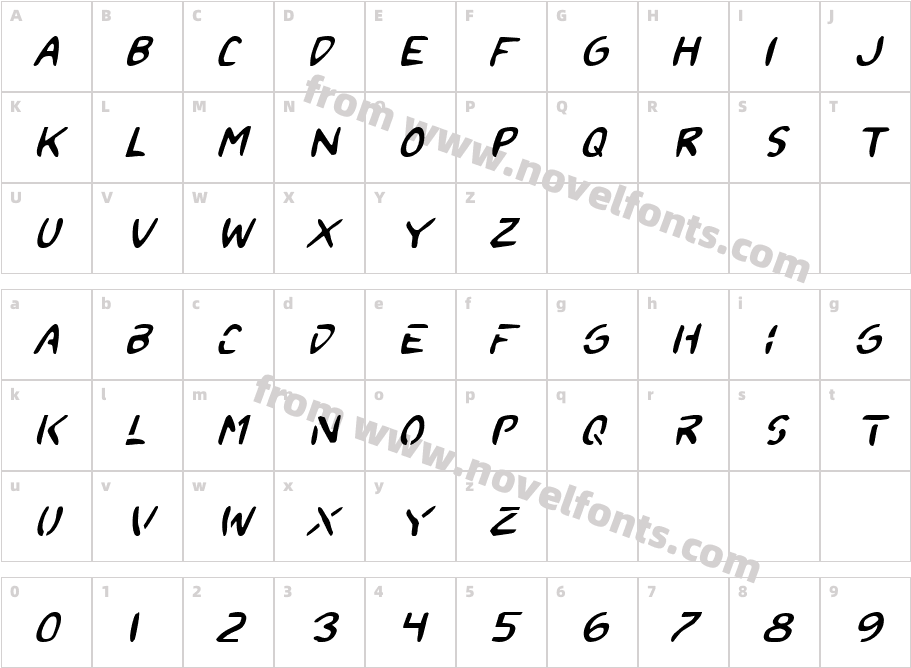 2Toon ItalicCharacter Map