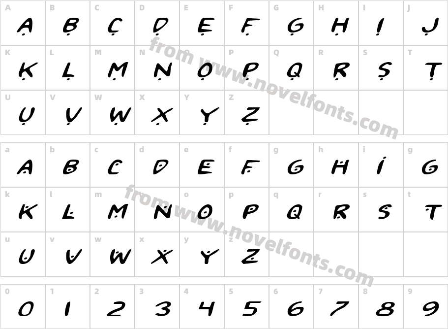 2Toon2 Expanded ItalicCharacter Map