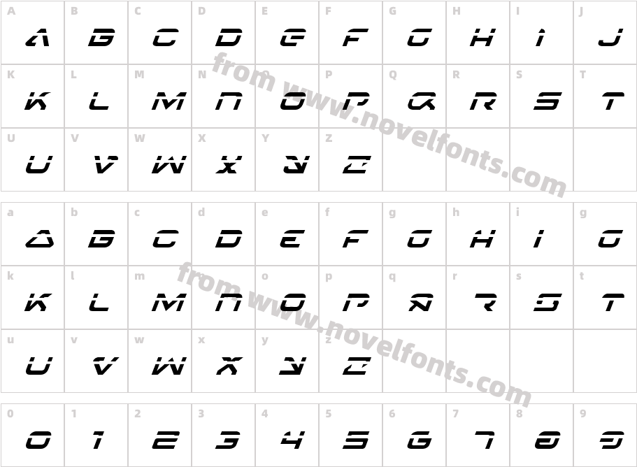 4114 Blaster Laser ItalicCharacter Map